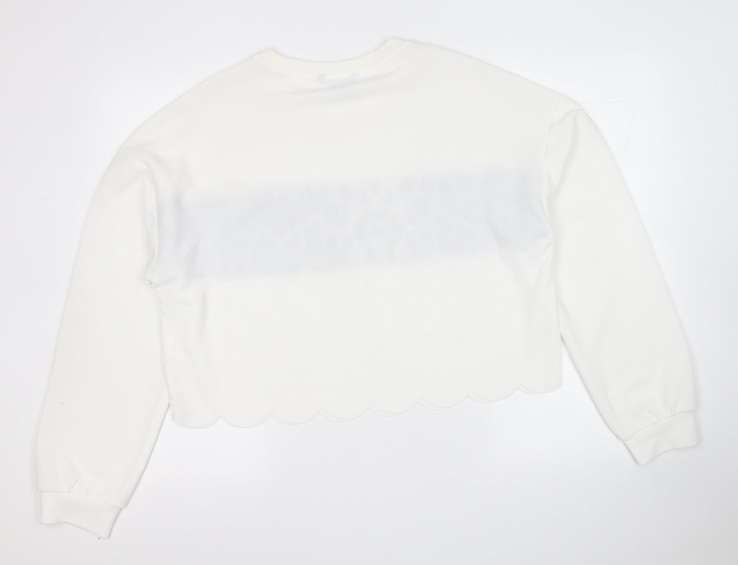 SHIEN  Womens White  Polyester Pullover Sweatshirt Size L