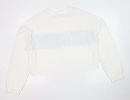 SHIEN  Womens White  Polyester Pullover Sweatshirt Size L