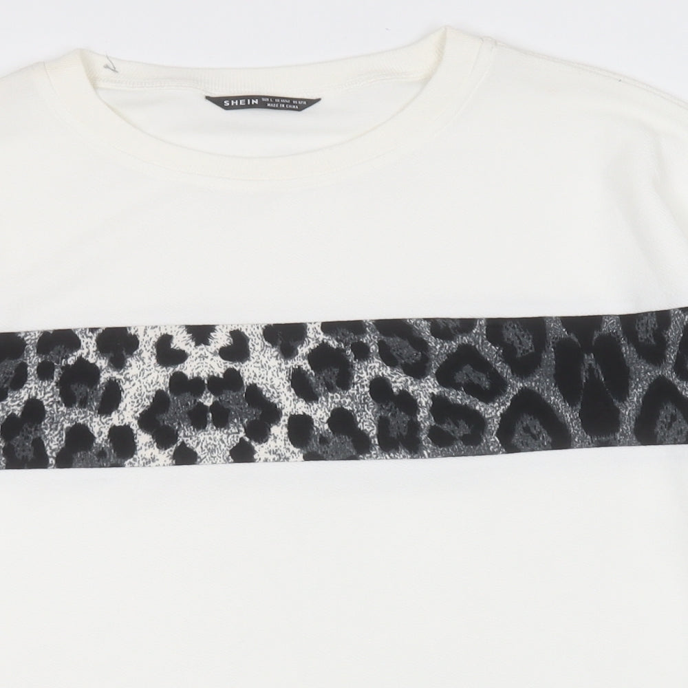 SHIEN  Womens White  Polyester Pullover Sweatshirt Size L