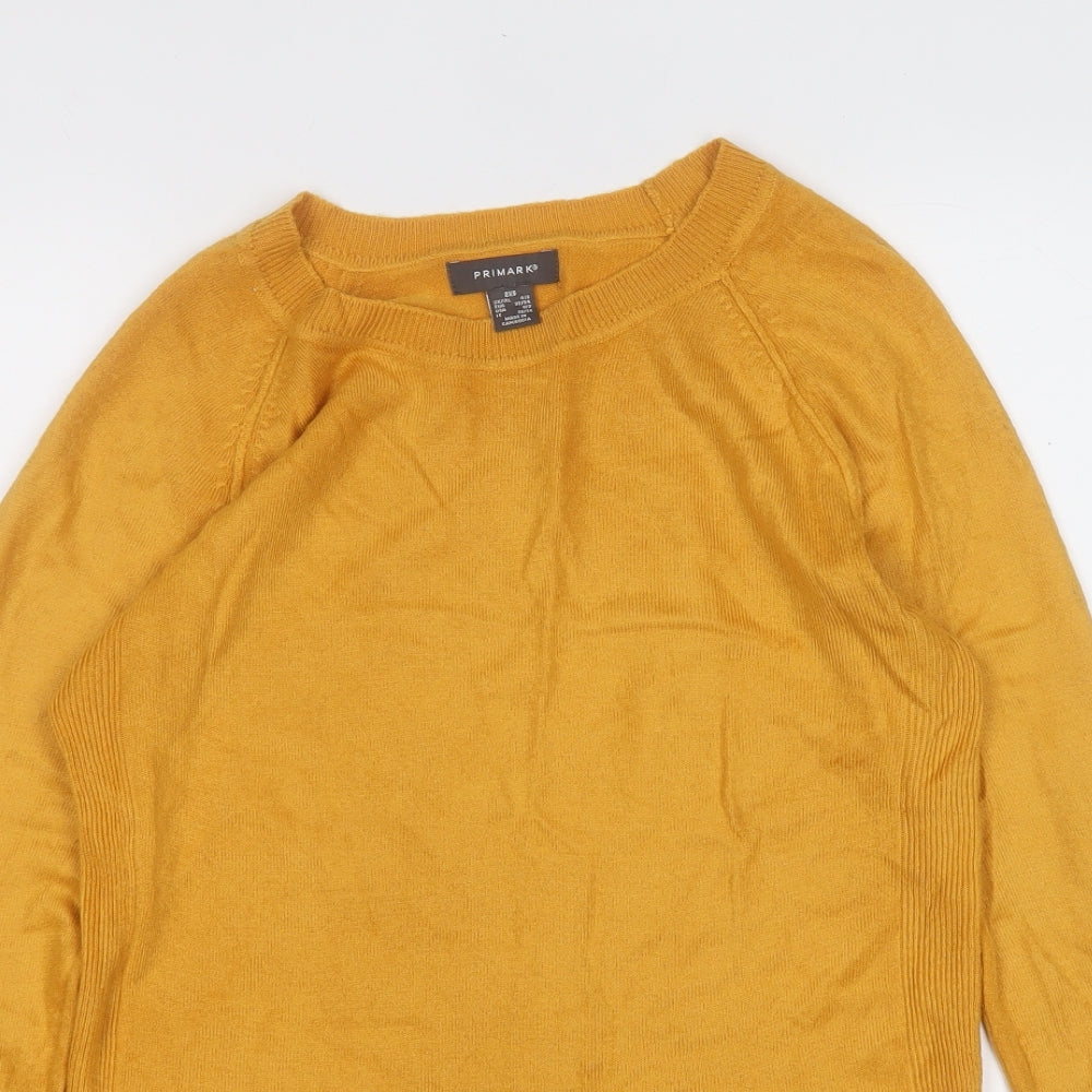 Primark Womens Yellow Round Neck  Acrylic Pullover Jumper Size 4
