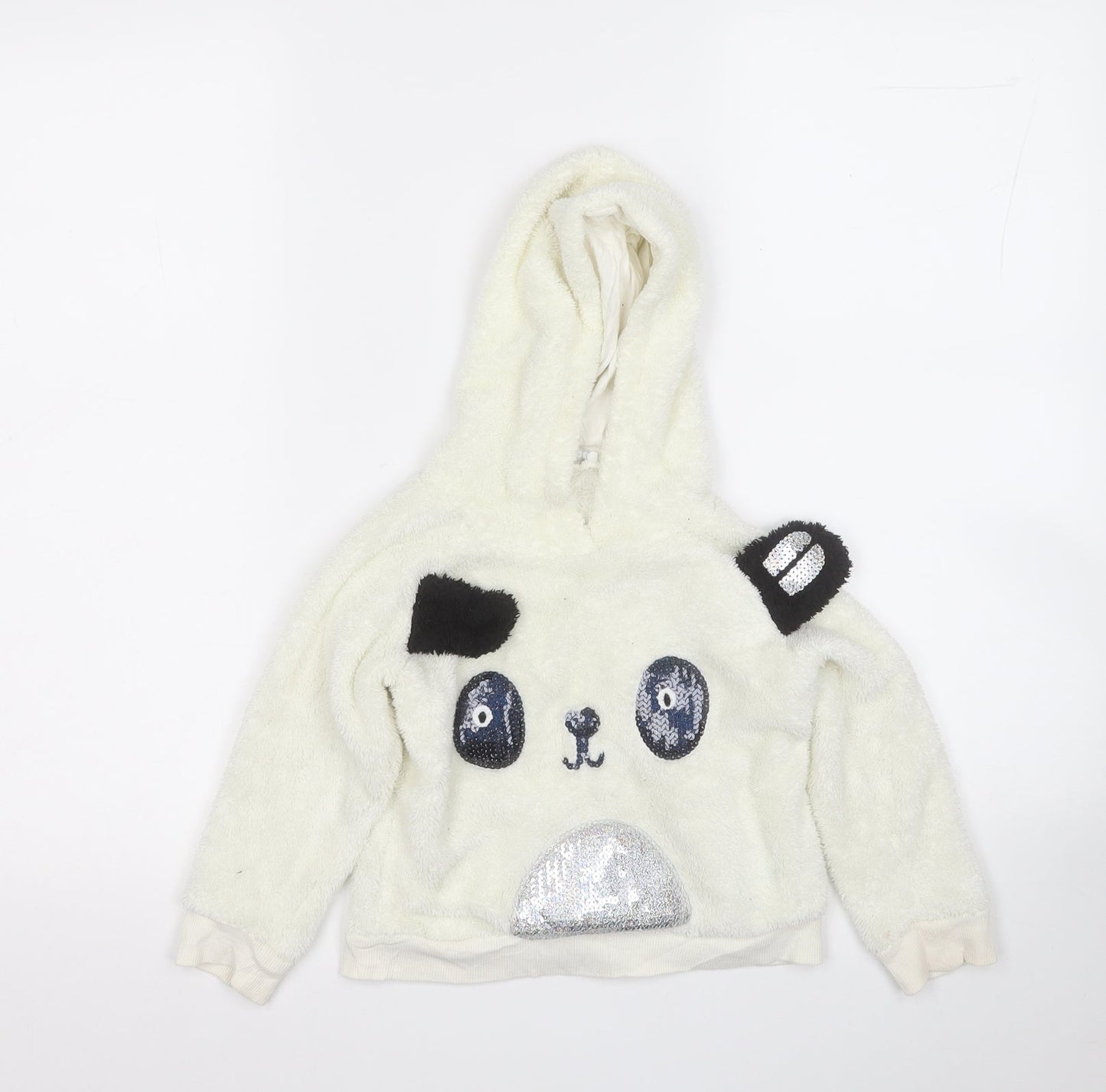 Blue Zoo Girls White  Polyester Pullover Hoodie Size 2-3 Years   - Panda