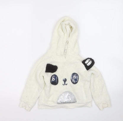 Blue Zoo Girls White  Polyester Pullover Hoodie Size 2-3 Years   - Panda