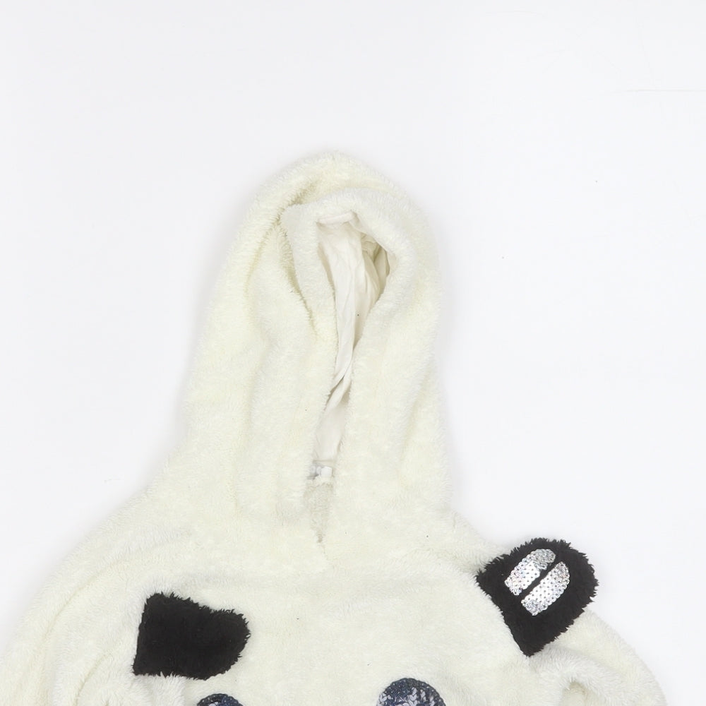 Blue Zoo Girls White  Polyester Pullover Hoodie Size 2-3 Years   - Panda