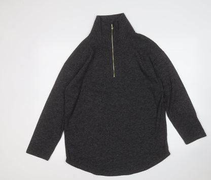 TU Womens Grey Mock Neck  Polyester Pullover Jumper Size 10