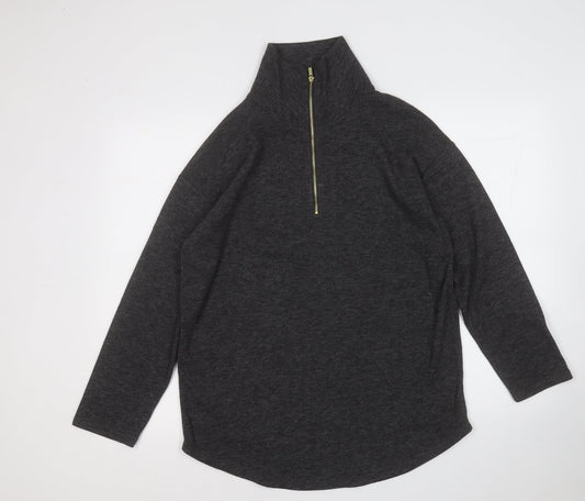 TU Womens Grey Mock Neck  Polyester Pullover Jumper Size 10