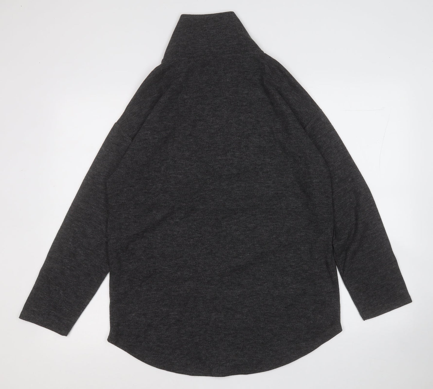 TU Womens Grey Mock Neck  Polyester Pullover Jumper Size 10