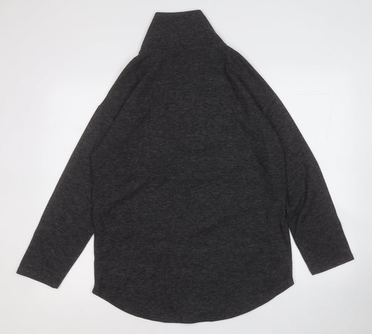TU Womens Grey Mock Neck  Polyester Pullover Jumper Size 10