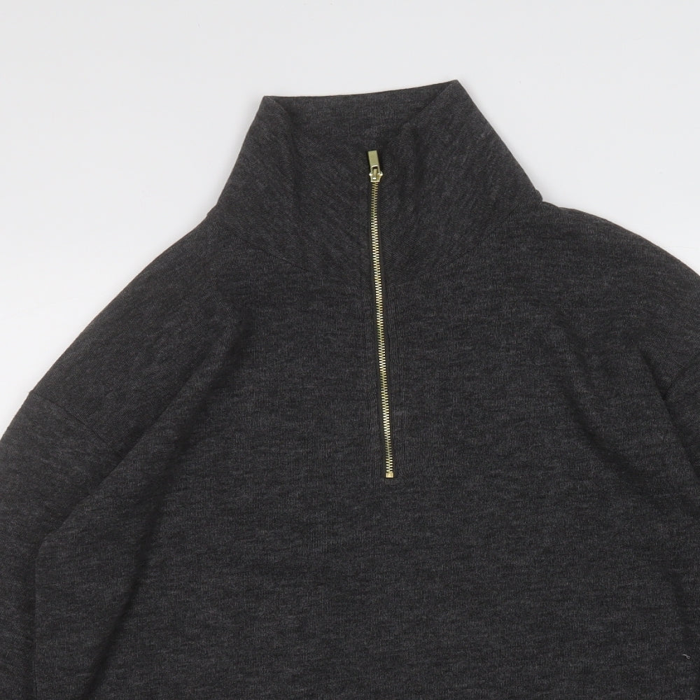 TU Womens Grey Mock Neck  Polyester Pullover Jumper Size 10