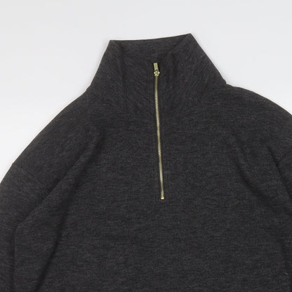 TU Womens Grey Mock Neck  Polyester Pullover Jumper Size 10