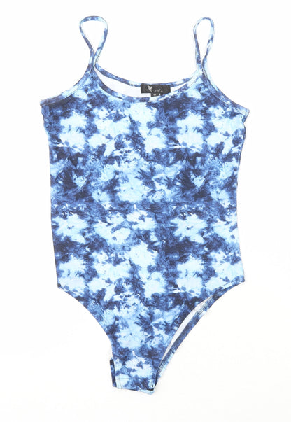 Cutie Womens Blue Tie Dye 100% Polyester Bodysuit One-Piece Size 8 L15 in