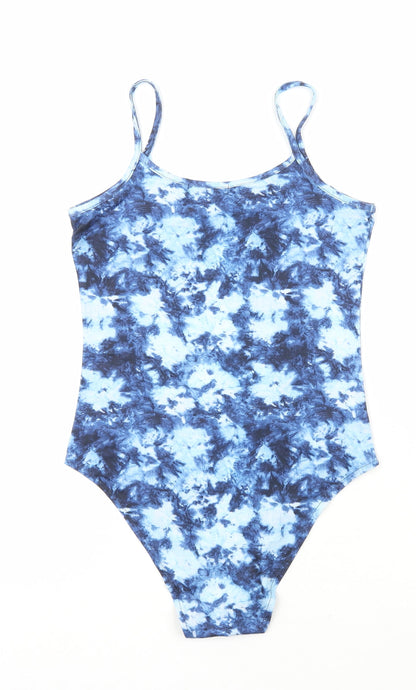 Cutie Womens Blue Tie Dye 100% Polyester Bodysuit One-Piece Size 8 L15 in