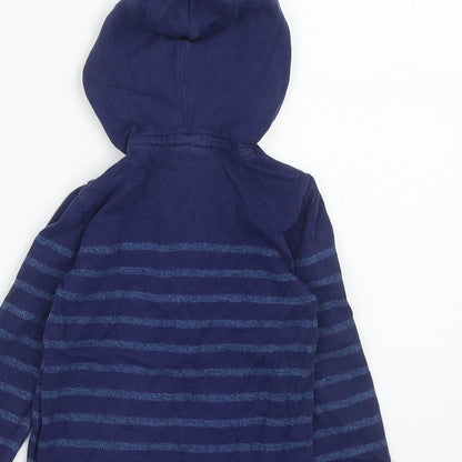 H&M Boys Black Striped Cotton Pullover Hoodie Size 2 Years  Button