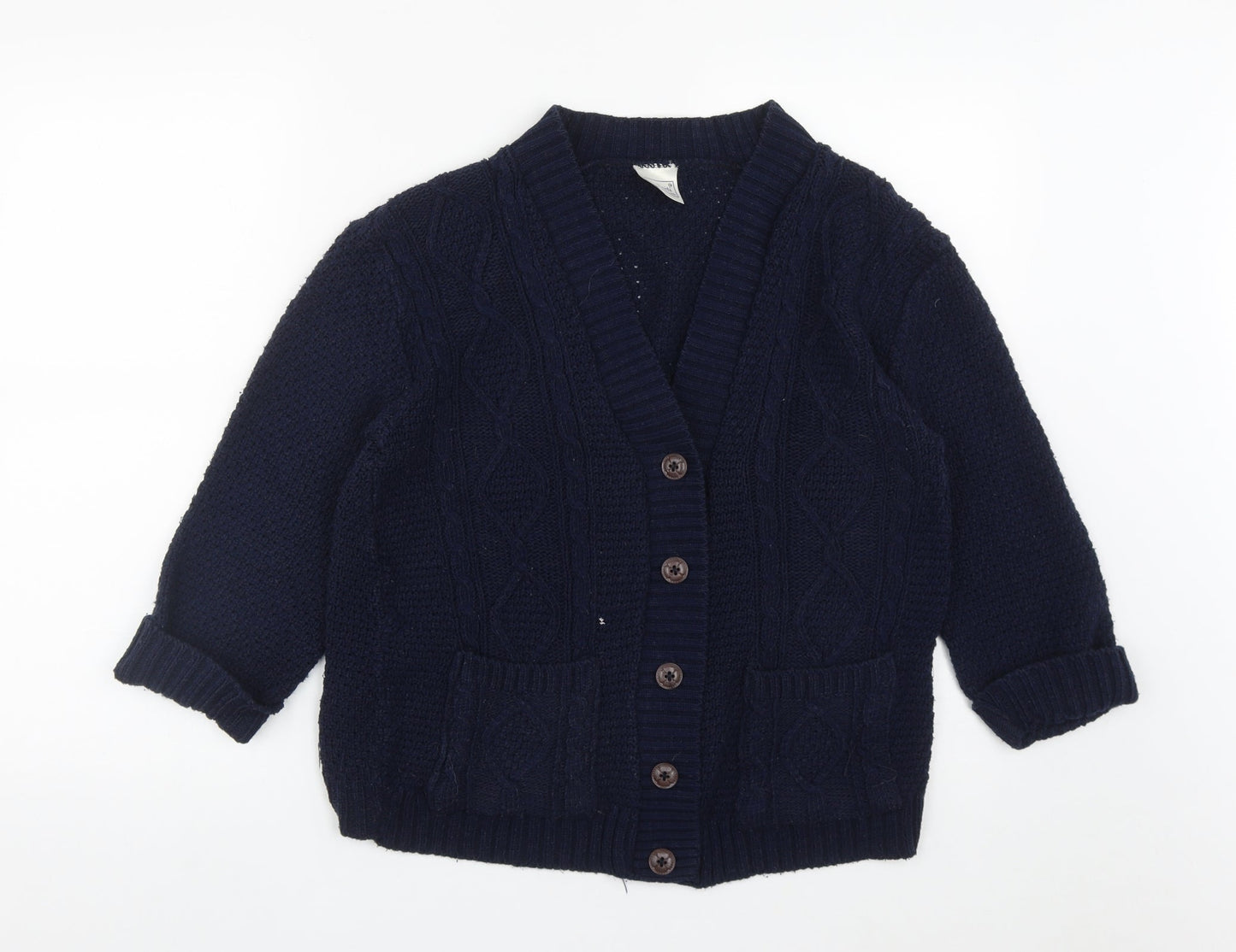 Infiniti Womens Blue V-Neck  Acrylic Cardigan Jumper Size M