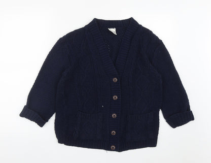 Infiniti Womens Blue V-Neck  Acrylic Cardigan Jumper Size M
