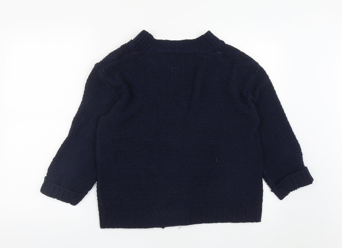 Infiniti Womens Blue V-Neck  Acrylic Cardigan Jumper Size M