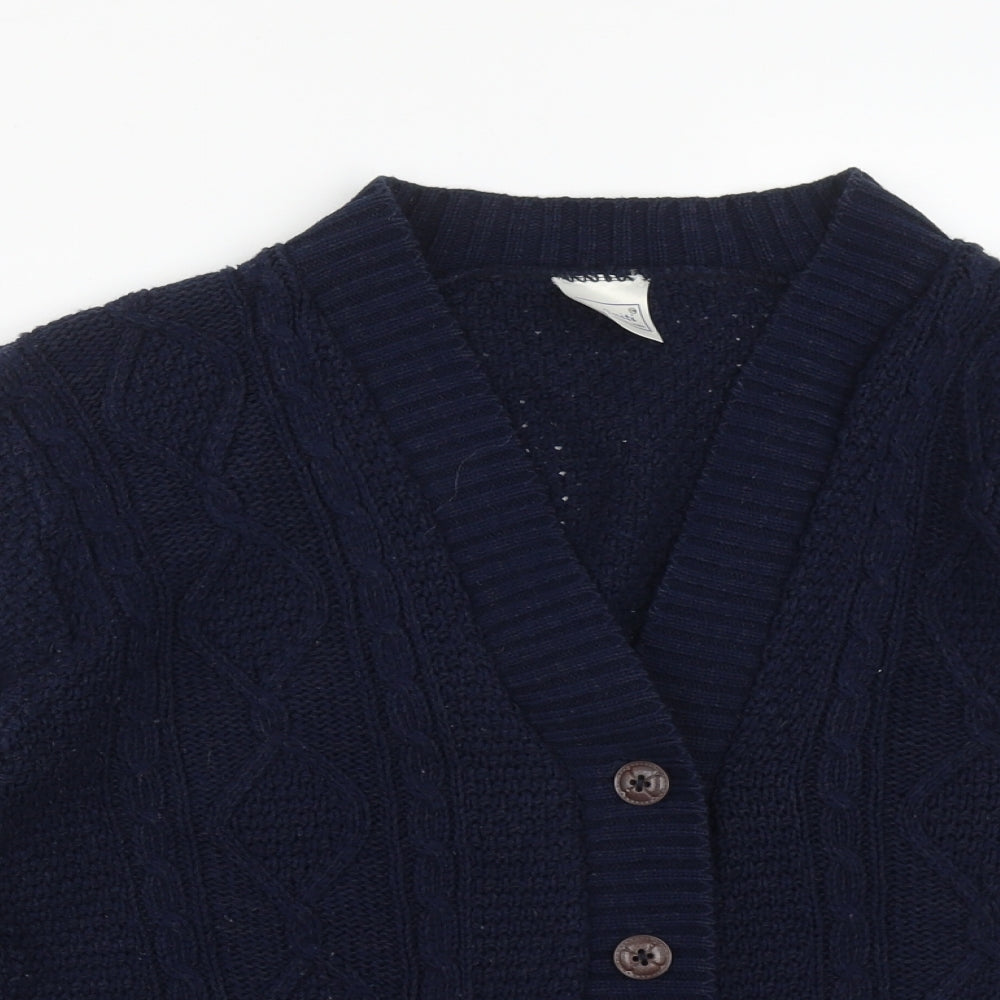 Infiniti Womens Blue V-Neck  Acrylic Cardigan Jumper Size M