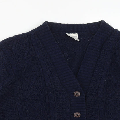 Infiniti Womens Blue V-Neck  Acrylic Cardigan Jumper Size M