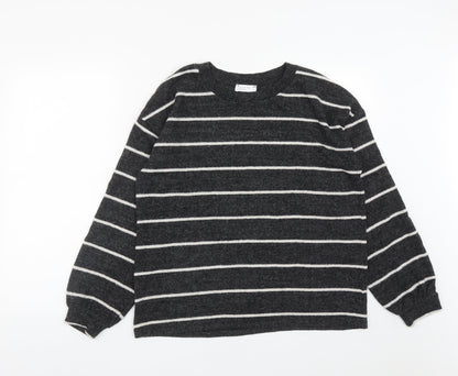 Matalan Womens Black Striped Viscose Blend Pullover Sweatshirt Size 10