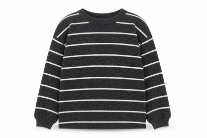 Matalan Womens Black Striped Viscose Blend Pullover Sweatshirt Size 10