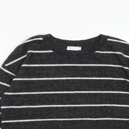 Matalan Womens Black Striped Viscose Blend Pullover Sweatshirt Size 10