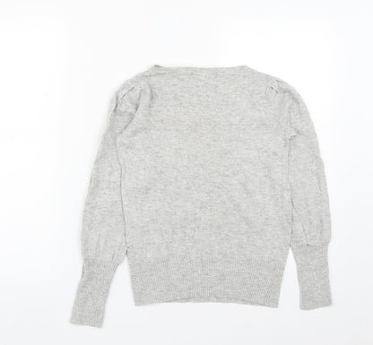 Marks and Spencer Womens Grey Round Neck  Viscose Pullover Jumper Size 8