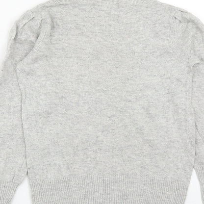 Marks and Spencer Womens Grey Round Neck  Viscose Pullover Jumper Size 8