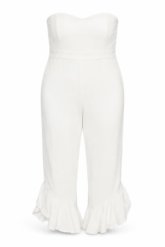 Womens UK Size 20 Preworn One-Piece White Playsuit