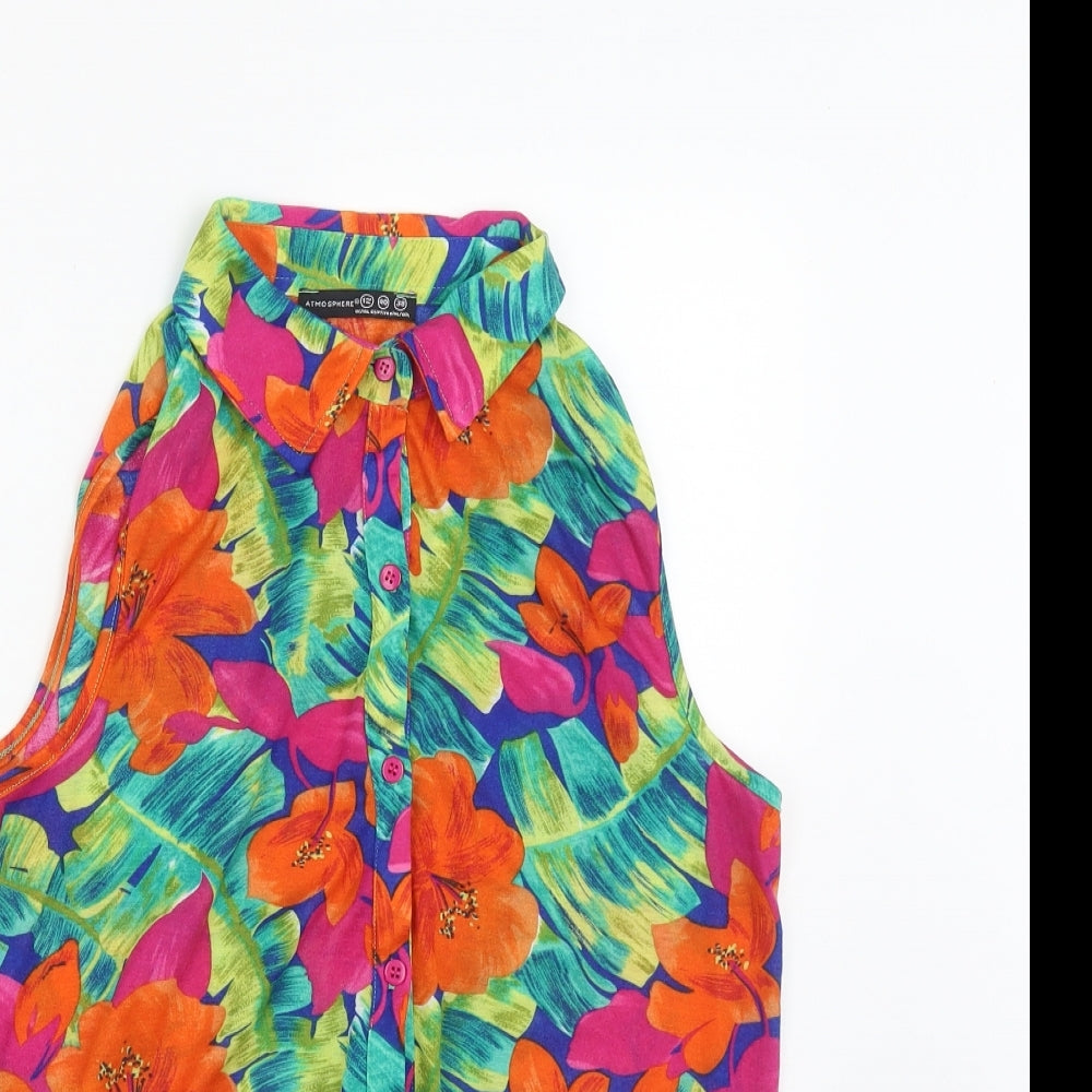 Womens UK Size 12 Atmosphere Multicoloured Basic Button-Up