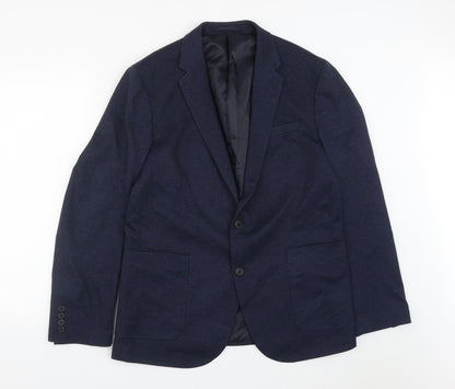 TU Mens Blue  Viscose Jacket Suit Jacket Size 42
