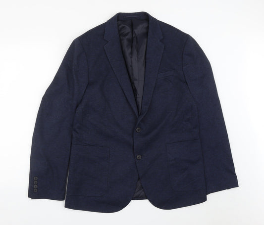 TU Mens Blue  Viscose Jacket Suit Jacket Size 42