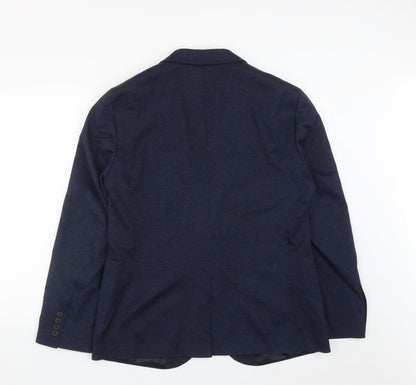 TU Mens Blue  Viscose Jacket Suit Jacket Size 42