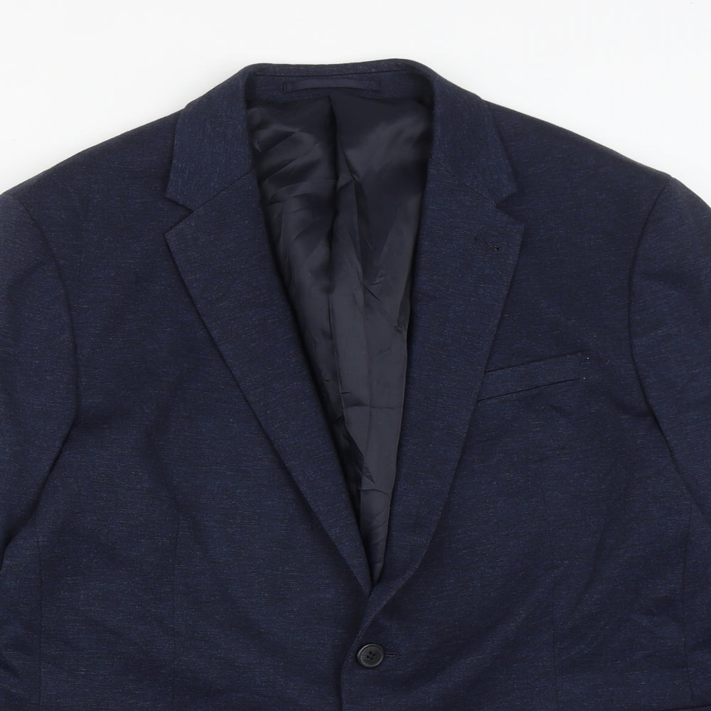 TU Mens Blue  Viscose Jacket Suit Jacket Size 42