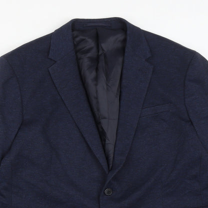 TU Mens Blue  Viscose Jacket Suit Jacket Size 42