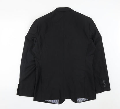VOEUT Mens Black  Polyester Jacket Suit Jacket Size 40