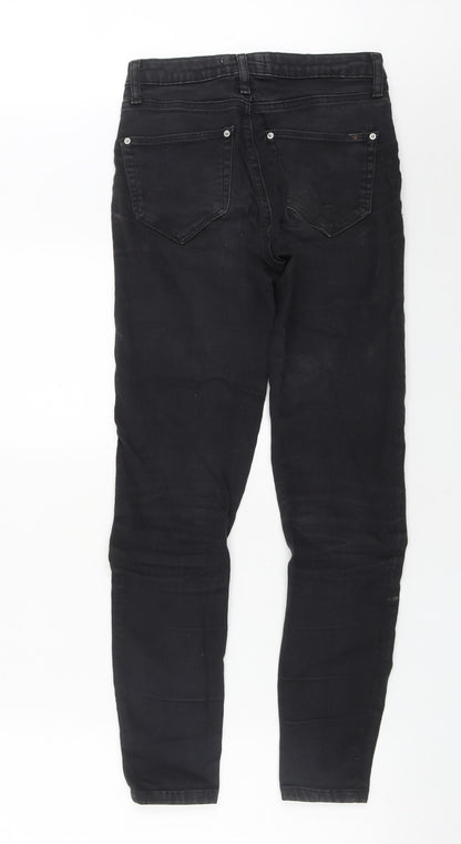 Miss Selfridge Womens Black  Cotton Straight Jeans Size 6 L27 in Regular Zip