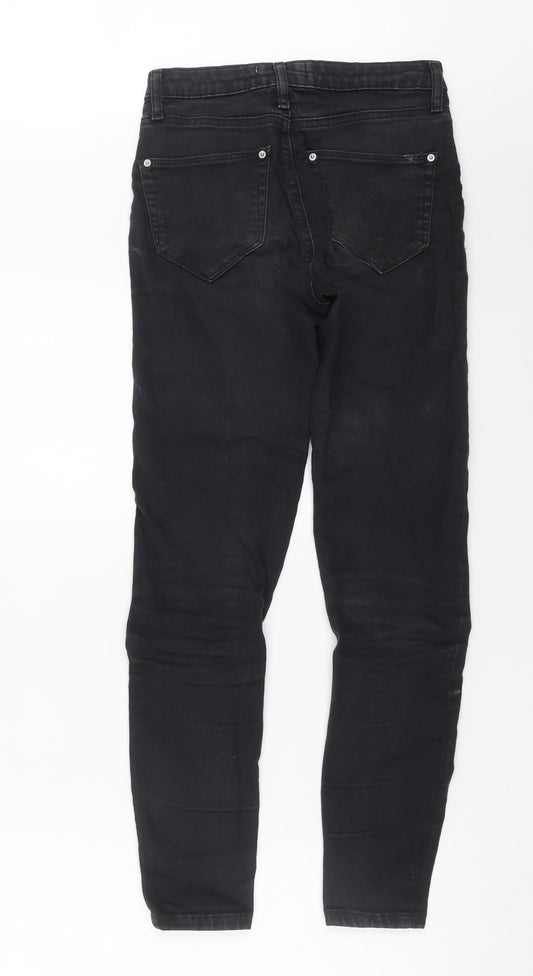Miss Selfridge Womens Black  Cotton Straight Jeans Size 6 L27 in Regular Zip