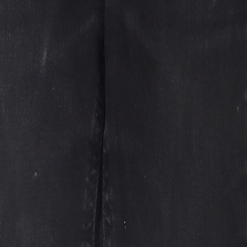 Miss Selfridge Womens Black  Cotton Straight Jeans Size 6 L27 in Regular Zip