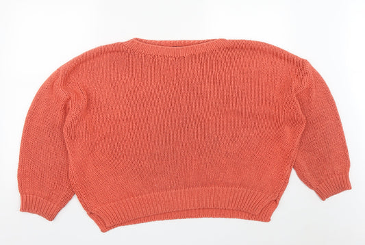 George Womens Orange Round Neck  Acrylic Pullover Jumper Size L   - Size 16-18