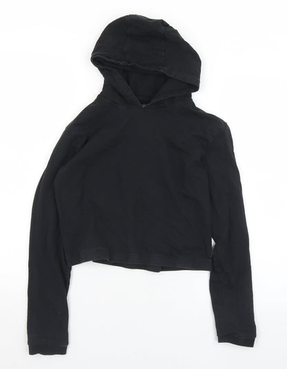 Studio Girls Black  Cotton Pullover Hoodie Size 14-15 Years   - Cropped