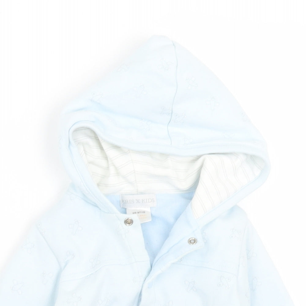 Kris x Kids  Blue Geometric Cotton Cardigan Jumper Size 6-9 Months  Snap - Planes