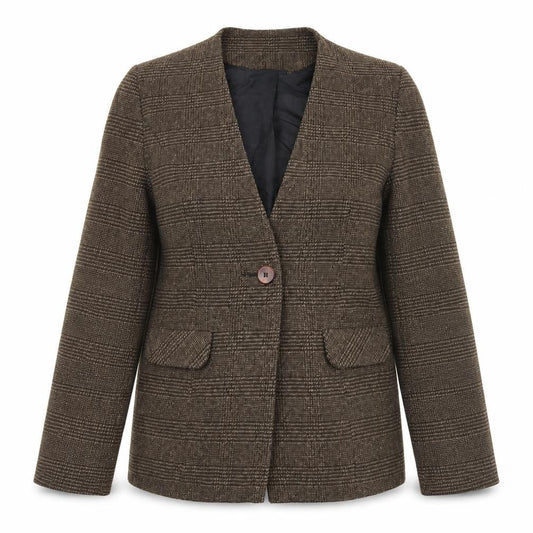 Etam Womens Brown Plaid  Jacket  Size 16  Button