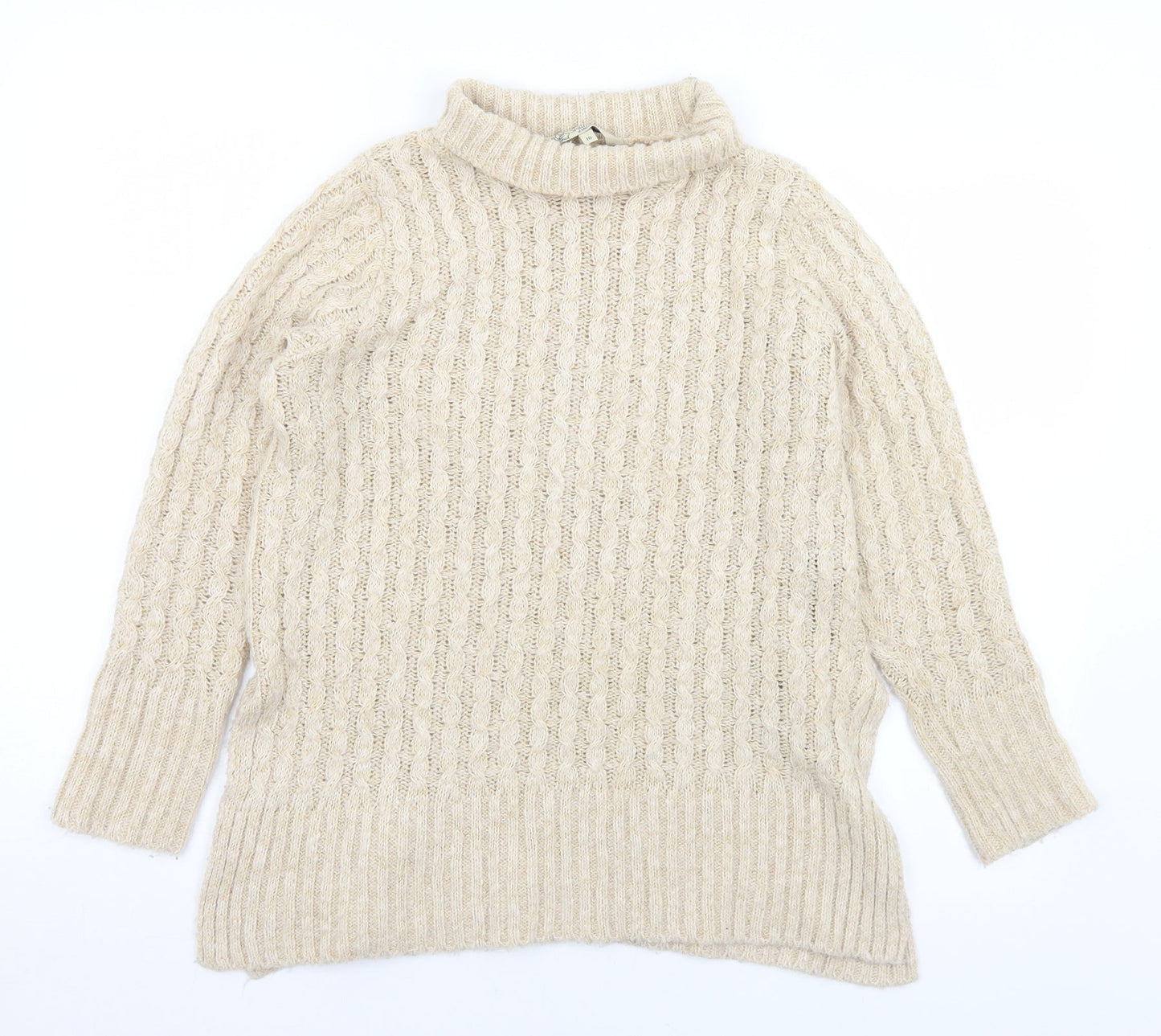 Womens UK Size 10 M&Co Beige Pullover Jumper