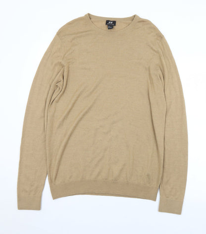H&M Mens Brown Round Neck  Acrylic Pullover Jumper Size L
