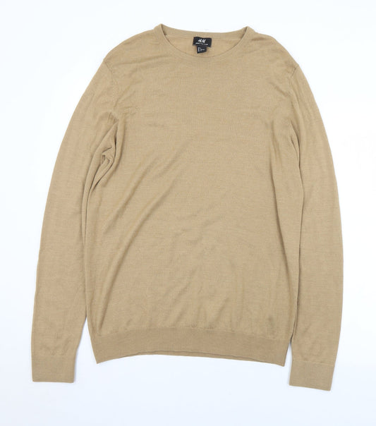 H&M Mens Brown Round Neck  Acrylic Pullover Jumper Size L