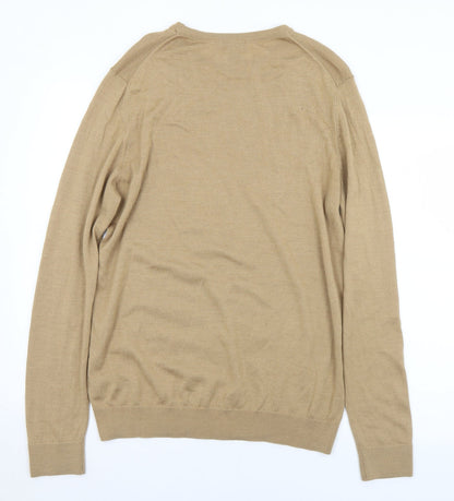 H&M Mens Brown Round Neck  Acrylic Pullover Jumper Size L