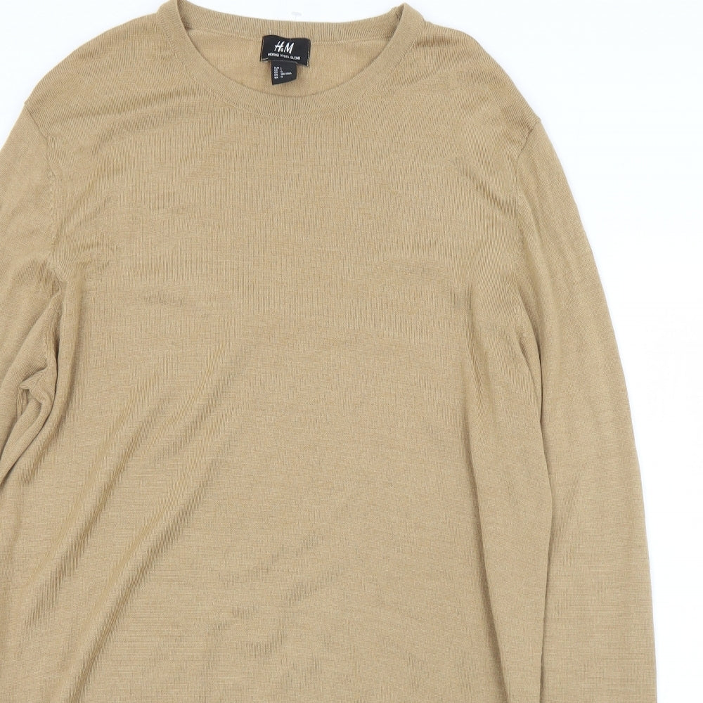 H&M Mens Brown Round Neck  Acrylic Pullover Jumper Size L