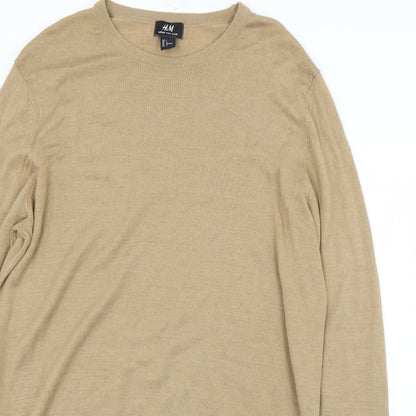 H&M Mens Brown Round Neck  Acrylic Pullover Jumper Size L
