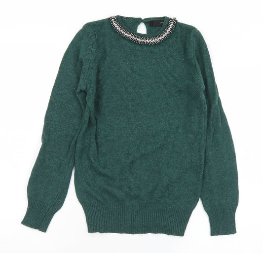 Primark Womens Green Round Neck  Nylon Pullover Jumper Size 6
