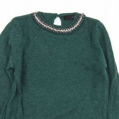 Primark Womens Green Round Neck  Nylon Pullover Jumper Size 6