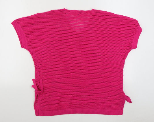 F&F Womens Pink V-Neck  Acrylic Pullover Jumper Size 16